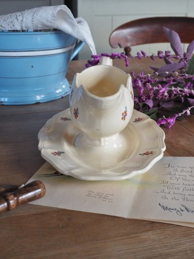 画像11: フランス お花模様がかわいい 陶器製ソーシエ