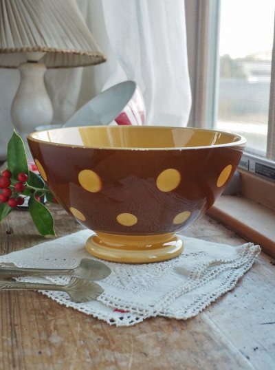 画像2: フランス サルグミンヌ製 大きなドット柄 カフェオレボウル