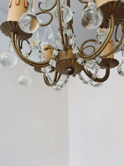 画像14: フランス 透明ガラスが素敵な 4灯シャンデリア