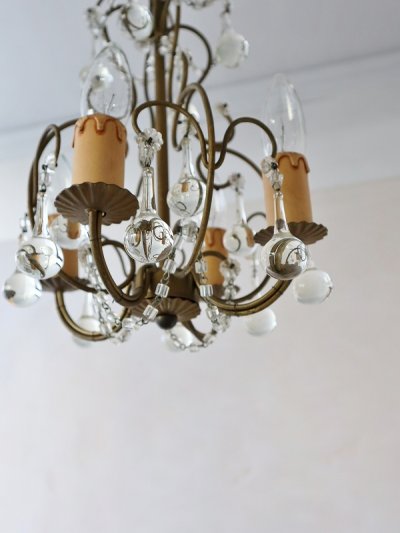 画像13: フランス 透明ガラスが素敵な 4灯シャンデリア