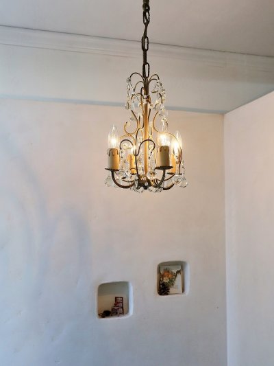 画像4: フランス 透明ガラスが素敵な 4灯シャンデリア