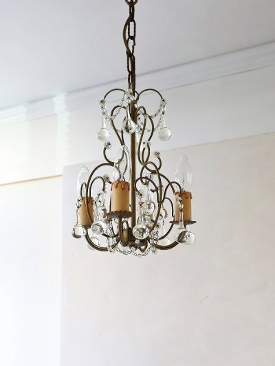 画像6: フランス 透明ガラスが素敵な 4灯シャンデリア