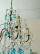 画像13: フランス ブルーのティアーズドロップが 素敵な5灯シャンデリア (13)