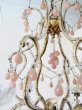 画像12: フランス オパリンドロップがかわいい 6灯シャンデリア (12)