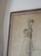 画像2: フランス ガラスの額付き 貴婦人のプリント画 (2)