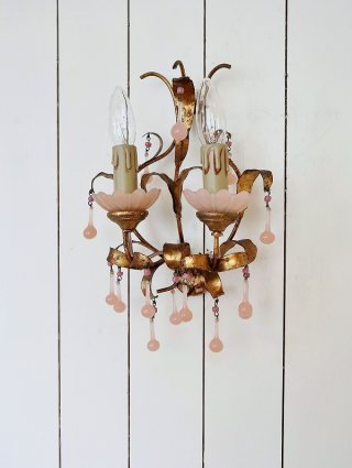 【美品】フランスアンティーク ブロンズ装飾 ガラスドロップ 卓上ランプ 3055 フランスアンティーク照明 フロアランプ.ムラーノガラス