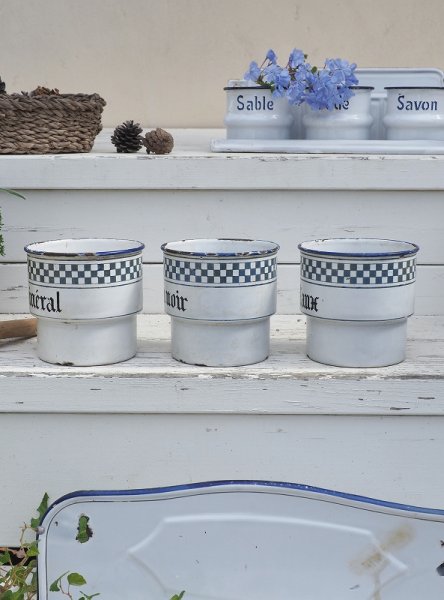 画像7: フランス 格子柄がかわいいホーロー製 サボンラック (7)