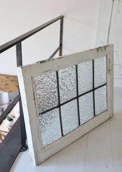 画像11: イギリス ギザギザガラスが大人っぽい カラーレスステンド (11)