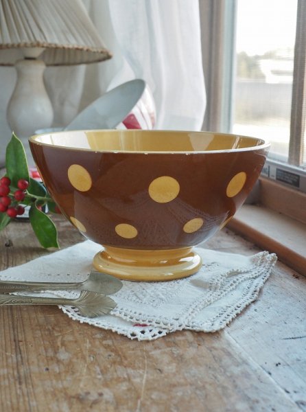 画像4: フランス サルグミンヌ製 大きなドット柄 カフェオレボウル (4)