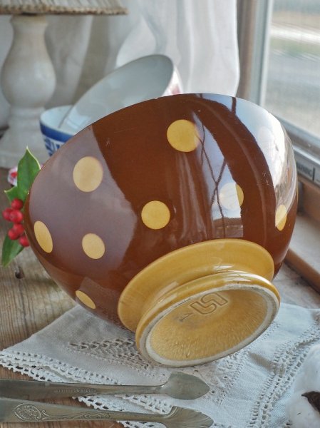 画像9: フランス サルグミンヌ製 大きなドット柄 カフェオレボウル (9)