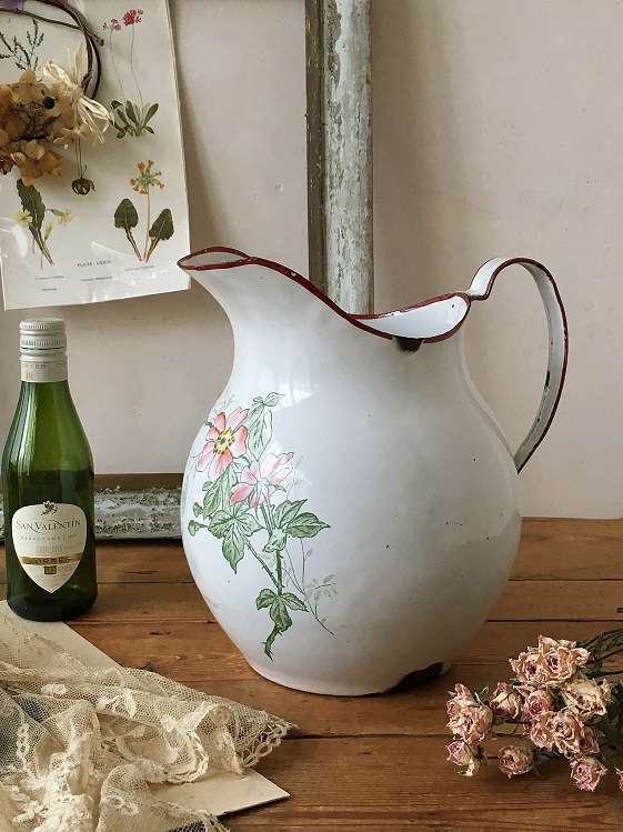 フランス アンティーク ホーロージャグ - 花瓶
