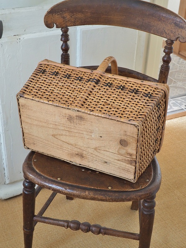 フランス　アンティーク　パニエ　蓋付き 蓋付きパニエ ベージュ バスケット 収納 | Brocante de La